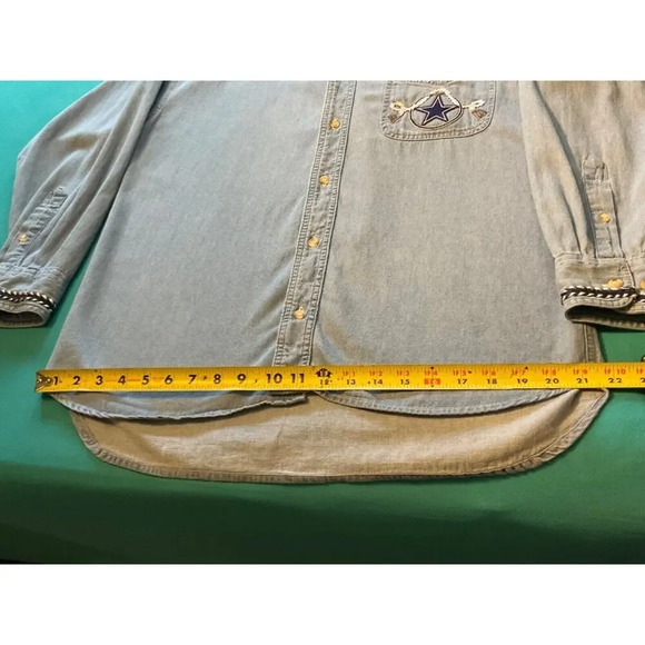 Dallas Cowboys Large Shirt Button Up Denim Embroidered spirit cliff eagle - Picture 5 of 12